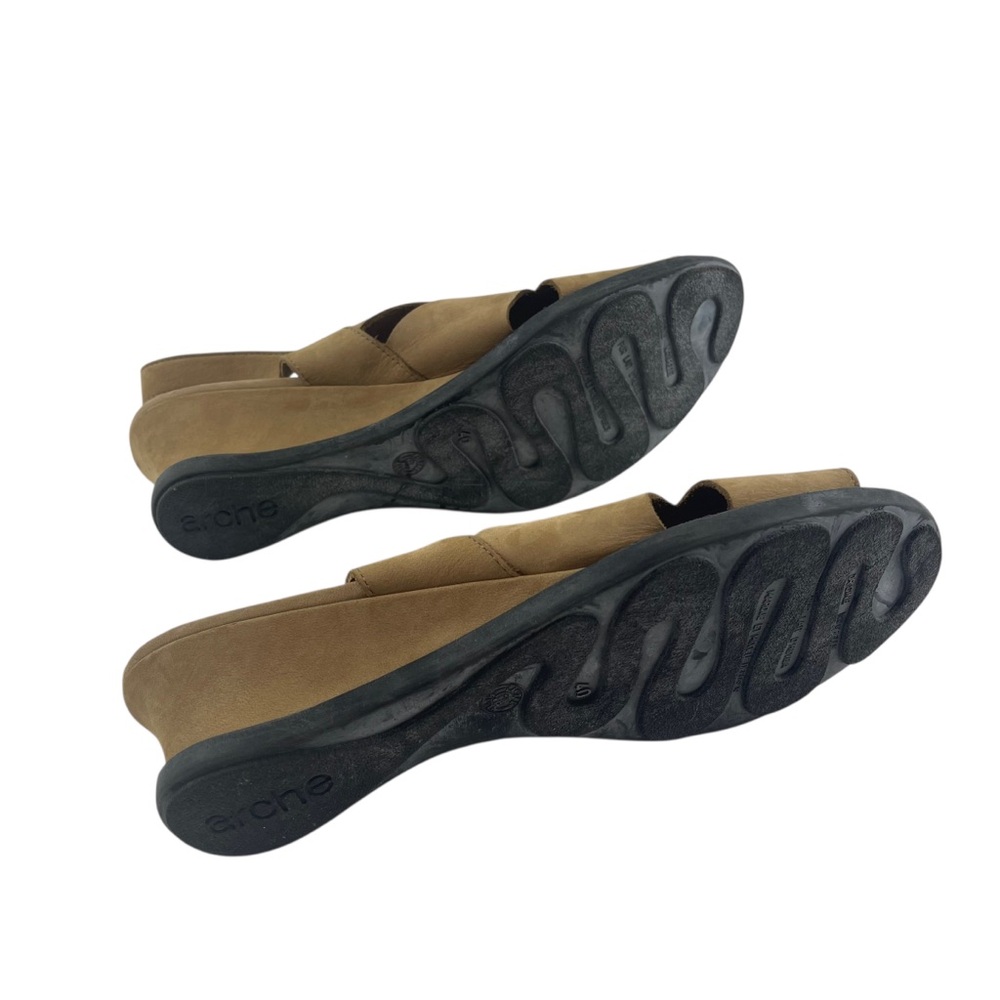 Arche France Tan Soft Nubuck Leather Peep Toe Slingback Sandals Sz 40 (9 US) - Picture 5 of 10